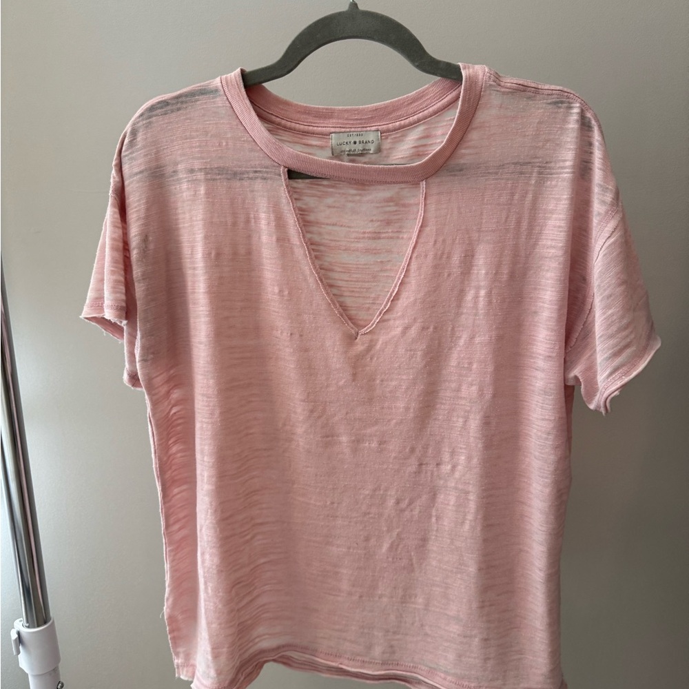 Lucky Brand Light Pink V-Neck Tee